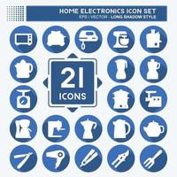 Icon Set Household - Long Shadow Style - Simple illustration,Editable stroke vector