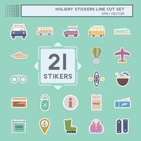 Sticker Set Holiday - Line Cut - Simple illustration,Editable stroke vector