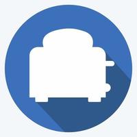 Icon Toaster - Long Shadow Style - Simple illustration,Editable stroke vector