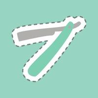 Sticker Straight Razor - Line Cut - Simple illustration,Editable stroke vector