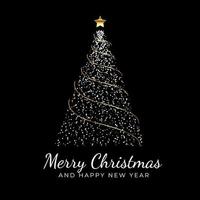 christmas tree onblack background vector