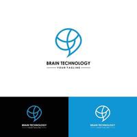 vector de logotipo de tecnología inteligente humana cabeza, tipo de logotipo artificial de cerebro humano, vector de icono, vector de logotipo de tecnología inteligente