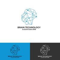 vector de logotipo de tecnología inteligente humana cabeza, tipo de logotipo artificial de cerebro humano, vector de icono, vector de logotipo de tecnología inteligente