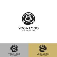 Vector logo on which an abstract image of a person sitting in lotus position.