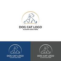 gato grabado en un perro blanco. concepto de logotipo animal vector