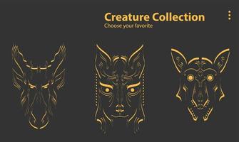 background vector design art symbol graphic illustration social magic mythology fantasy collection face wild monster cartoon set mystic object gorgon myth website wallpaper cute comic character