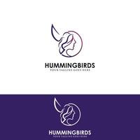 vector de diseño de logotipo de colibrí con estilos de línea y color completos