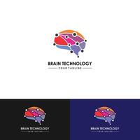 vector de logotipo de tecnología inteligente humana cabeza, tipo de logotipo artificial de cerebro humano, vector de icono, vector de logotipo de tecnología inteligente