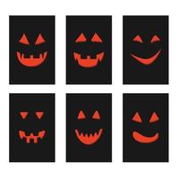 halloween pumpkin face jack-o-lantern on black greeting cards vector