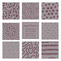 dusty lavender seamless patterns collection with brush stroke elements vector