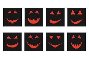 cara de calabaza de halloween jack-o-lantern en negro tarjetas de felicitación vector