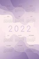 Calendario 2022 con degradados ondulados abstractos formas abstractas de moda vector