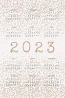 Calendario 2023 con fuente de tipo retro y fondo de textura grunge vector