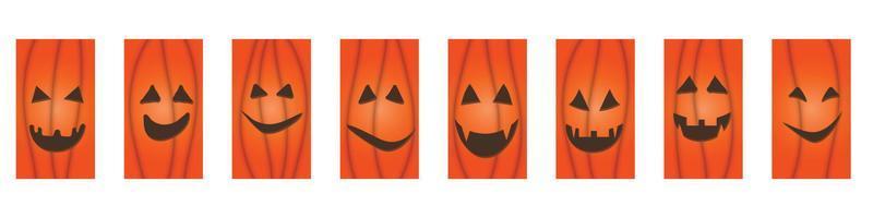 halloween pumpkin face jack-o-lantern greeting cards vector