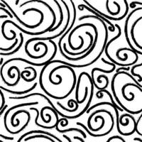 blanco y negro dibujado a mano suave trazo de pincel circular de patrones sin fisuras. ilustración vectorial para el fondo, ropa de cama, tela, papel de embalaje, scrapbooking. vector