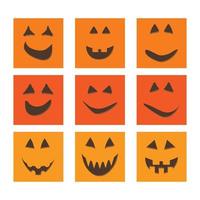 cara de calabaza de halloween jack-o-lantern en negro tarjetas de felicitación vector