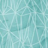 teal green seamless pattern with watercolor stains and polygonal line triangles, endless vector background