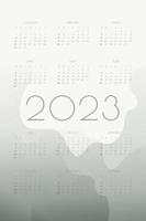 2023 calendar with gray gradient fluid wave vector