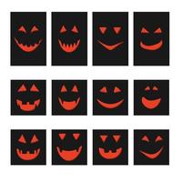 halloween orange pumpkin face jack-o-lantern on cards vector