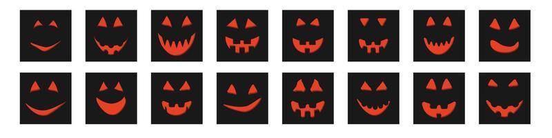 halloween pumpkin face jack-o-lantern greeting cards vector