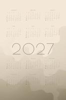 2027 calendar with olive khaki  gradient fluid abstract vector