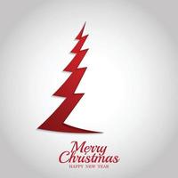 Merry Christmas paper tree design greeting card. vector