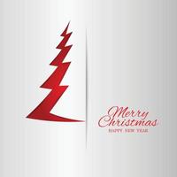 Merry Christmas paper tree design greeting card. vector