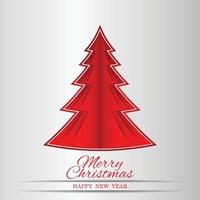 Merry Christmas paper tree design greeting card. vector