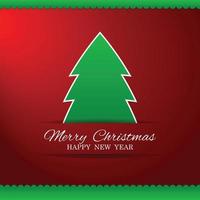 Merry Christmas paper tree design greeting card. vector