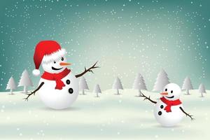 Christmas Greeting Card with snowman.-Vector illustration. vector