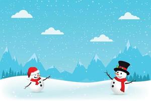 Christmas Greeting Card with snowman.-Vector illustration. vector