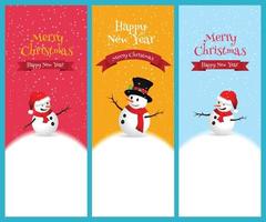 Christmas Greeting Card with snowman.-Vector illustration. vector
