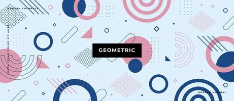 Flat circle memphis background. minimal geometric with 1980 style texture pop pattern on pastel background. vector