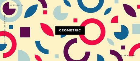Memphis Style elements. Flat geometric circle graphic shapes, square pastel background. vector