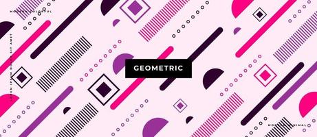 Memphis style moving neon, purple shape minimal geometric lines texture and dotted pop seamless pattern background. vector