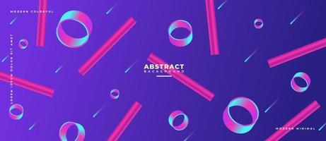 Neon Abstract background with gradient geometric elements. Objects 3d shape vector minimal illustration.