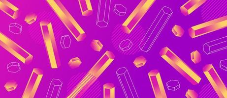 Colorful animated gradient neon, pink, yellow hexagon tube. 3D geometric shape futuristic abstract background. vector