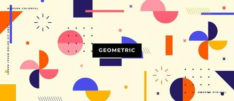 Flat colorful Bauhaus or Memphis geometric shapes and composition. Retro elements, geometric pattern background. vector