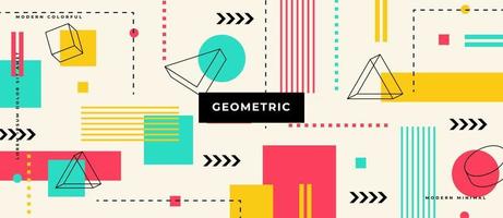 Animated Flat Bauhaus or Memphis geometric shapes and composition. Retro elements, geometric pattern background. vector