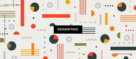Flat minimal geometric pattern memphis style circle, dot, line background illustration. vector