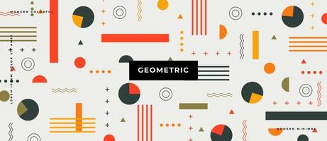 Flat minimal geometric pattern memphis style circle, dot, line background illustration. vector