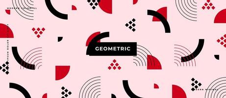 Moving Flat red, black shape minimal geometric pattern memphis style background illustration. vector