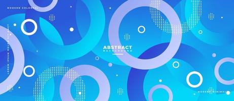 Colorful geometric dynamic blue circle shape memphis style abstract background. vector