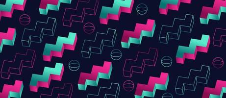 Dynamic gradient 3D shape seamless pattern abstract background. vector