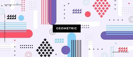 Flat Bauhaus or Memphis geometric shapes and composition. Retro elements, geometric pattern background. vector