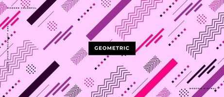 Flat geometric shape seamless moving line, dot pattern background in memphis style. vector