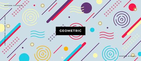 Flat animated Bauhaus or Memphis geometric shapes, line, dot, circle composition. Retro elements, geometric pattern background. vector