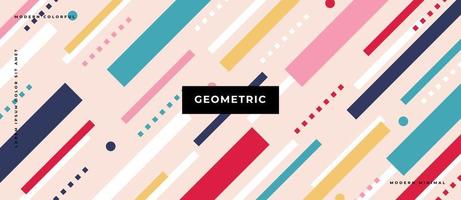 Flat parallel moving line geometric pattern memphis pastel color style background. vector