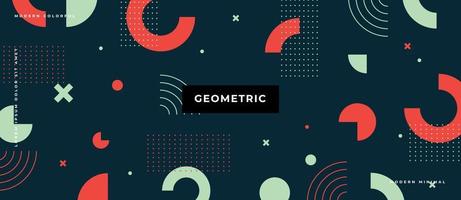 Circle Moving flat geometric seamless pattern background. Memphis style illustration. vector