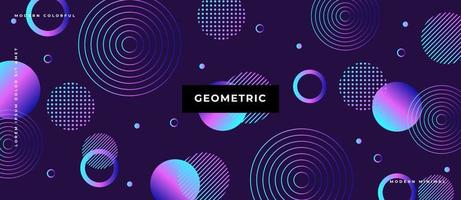 Multicolor circle pattern with geometric shapes in the style of the 80s. Seamless moving shape, circle, dot on purple background. vector